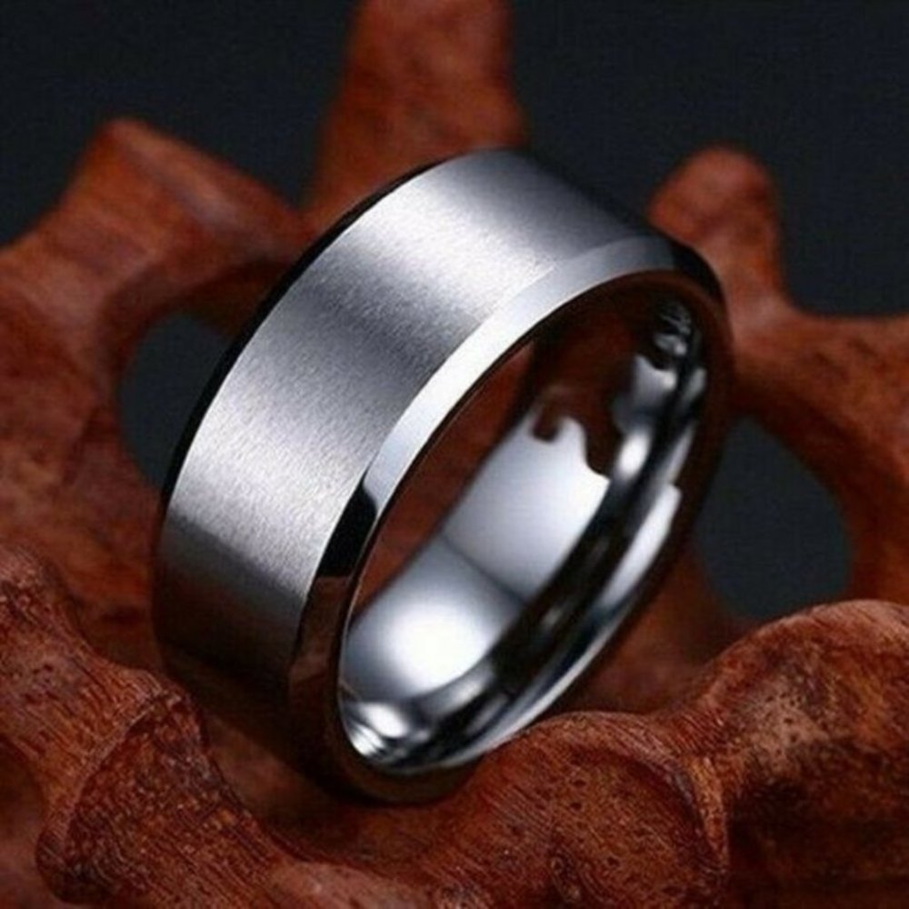 Beautiful Men's Titanium Stainless Steel Silver Band